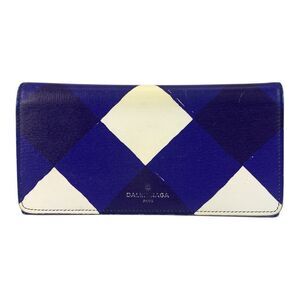 Balenciaga Blue White Silver Hardware Leather Long Wallet Women's 506232